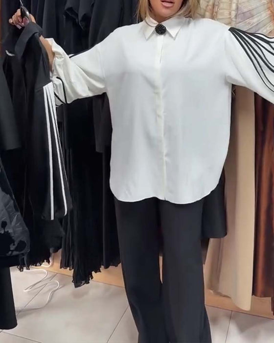 Shirt Contraste Lijn Lange Mouw