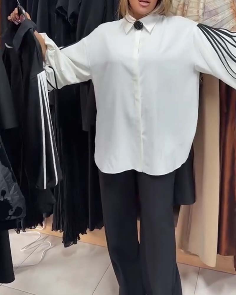 Shirt Contraste Lijn Lange Mouw