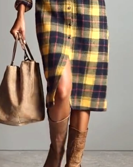 Geruite Overhemdjurk Met Kraag