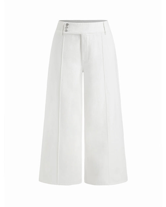 Broek Drie-Knoop Hoge Taille Wijd Been