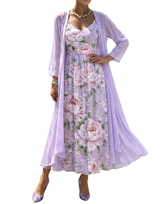 Set Bloemen Afdruk Jurk Tweedelig