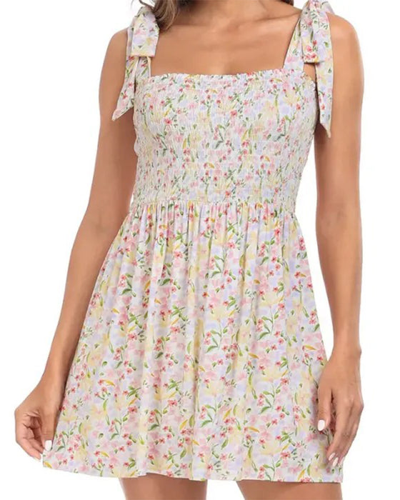 Jurk Dames Bloemen Mini Met Ingebouwde Shorts