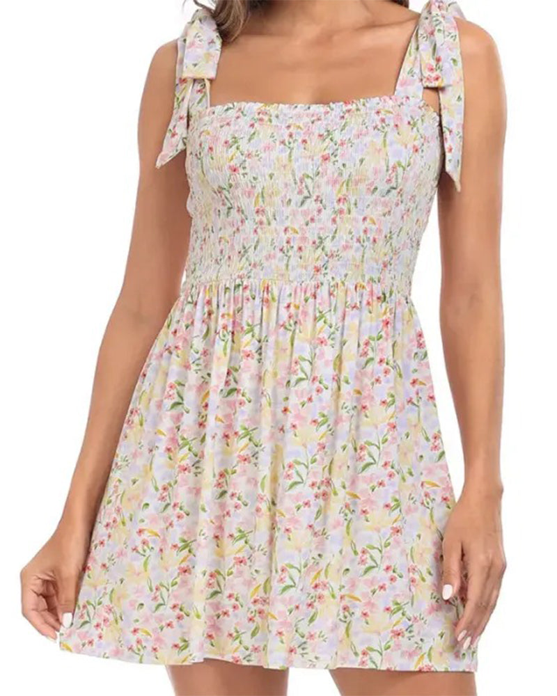 Jurk Dames Bloemen Mini Met Ingebouwde Shorts