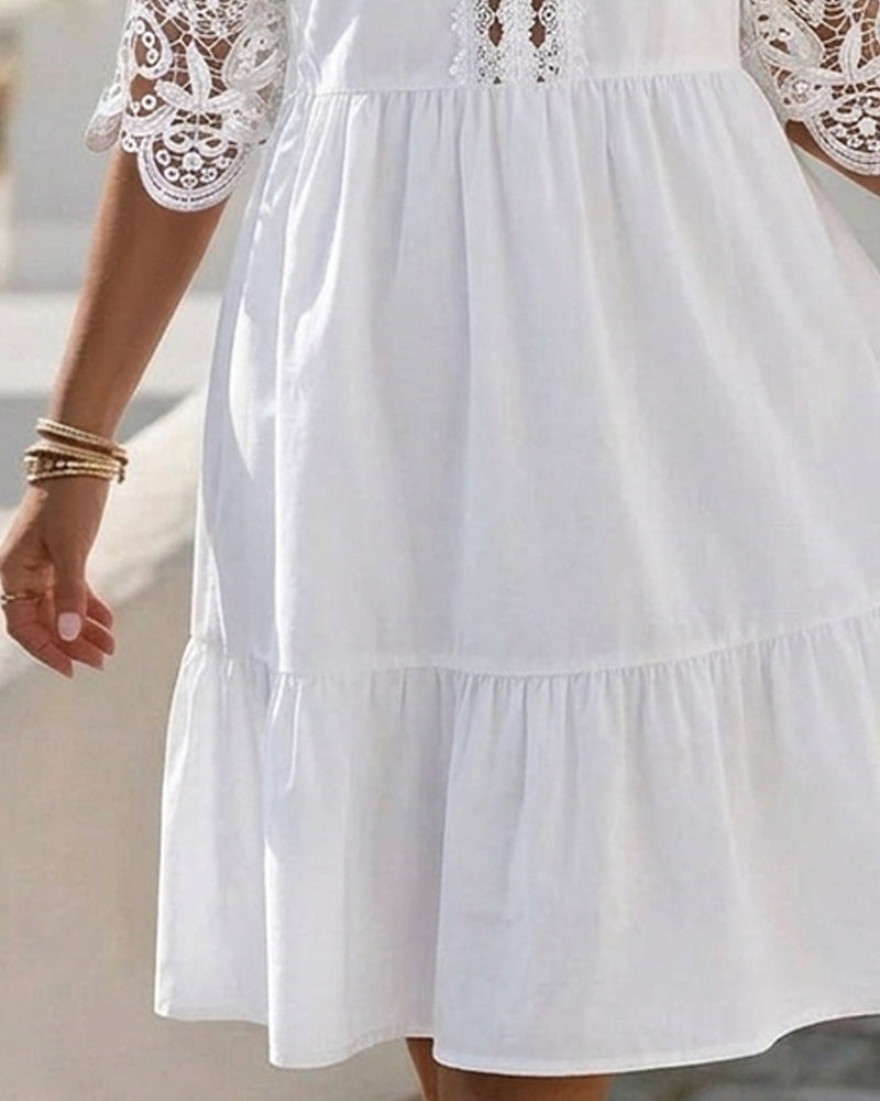 Jurken Kant Off-Shoulder Gelaagd Kort