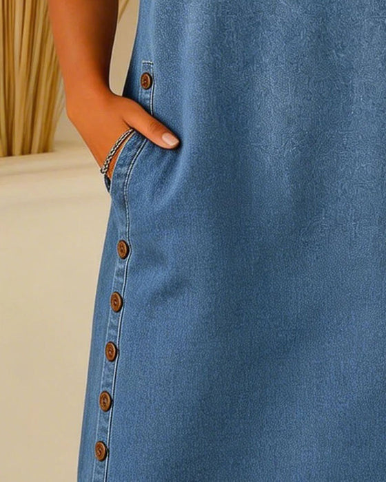 Jurk Met Knopen Casual Denim