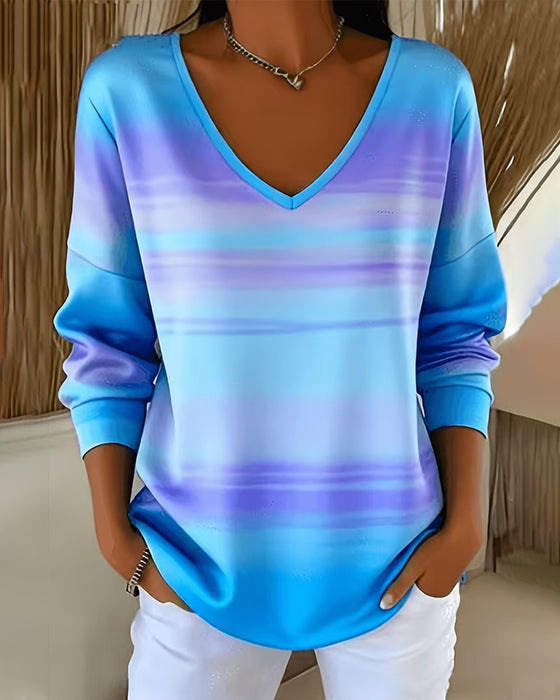Sweatshirts V-Hals Lange Mouw Ombre