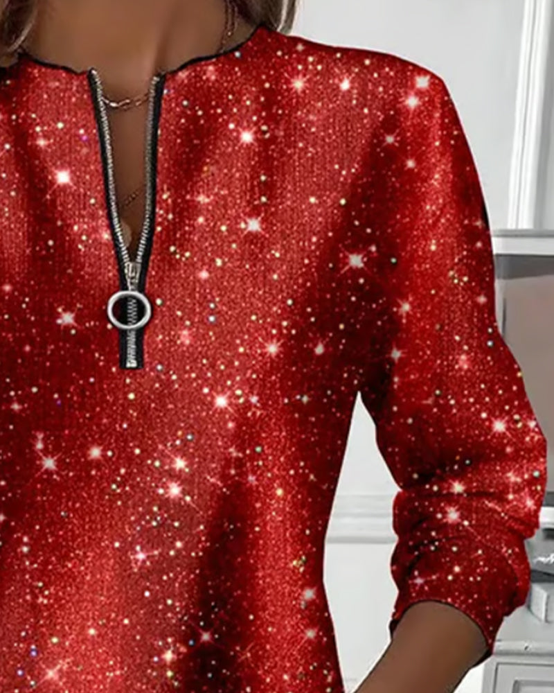 Casual Langmouwige Sweatshirt Met Halve Rits