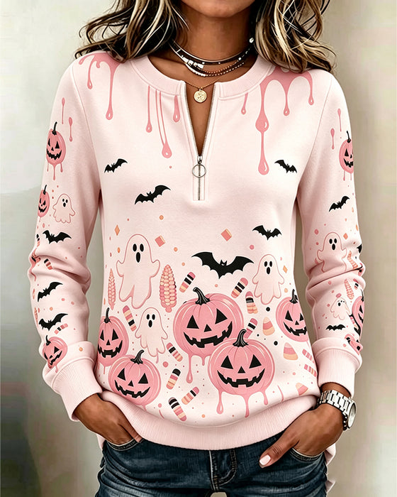 Hoodie Rits Lange Mouw Halloween Pompoen
