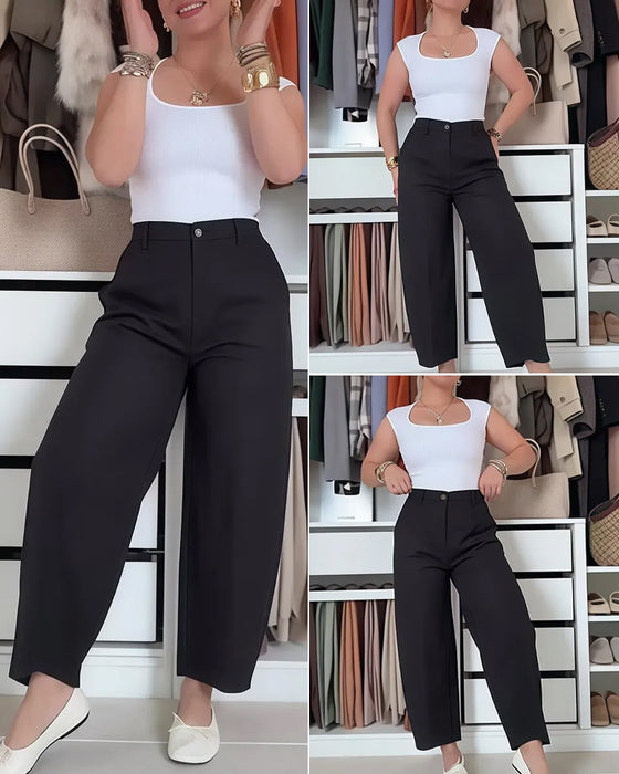 Broek Knoop Zak Wijd-Been Geknipt