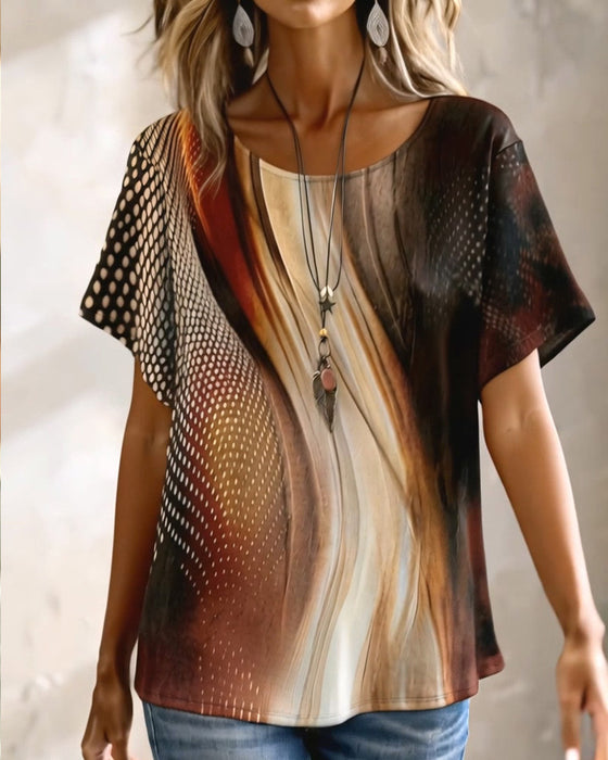 T-Shirt Casual Print Korte Mouwen