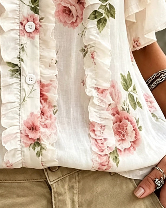 Bloes Floral Ruche Dubbele Zoom