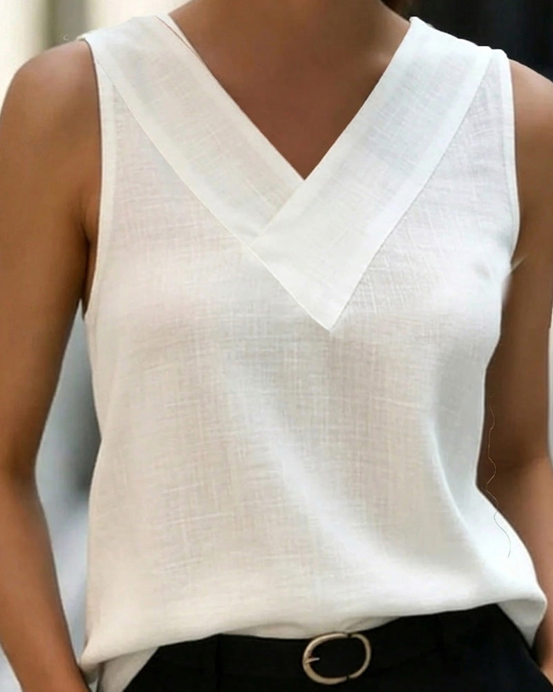 Tank Top Mouwloos V-Hals Kruis