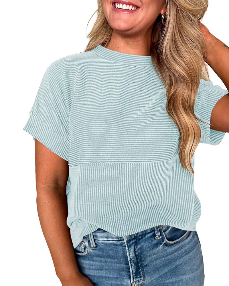 T-Shirt Gestreept Korte Mouw Ronde Hals