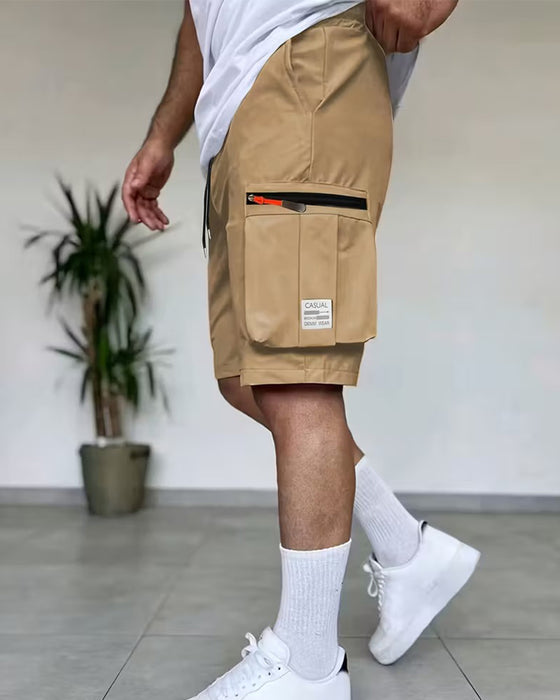 Heren Broek Effen Loose Fit Kort Cargo