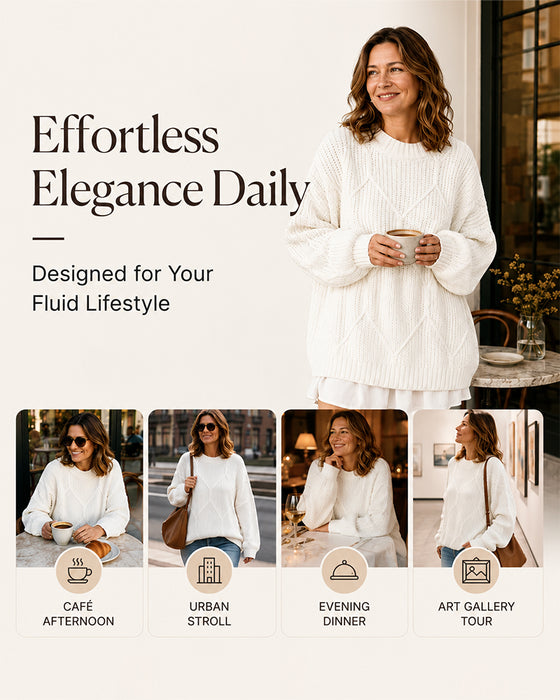 Pullover Effen Kleur Lange Mouwen