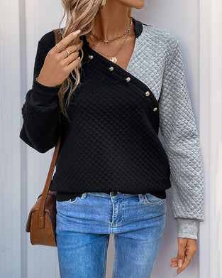 Sweatshirt casual kleurgeblokt lange mouwen