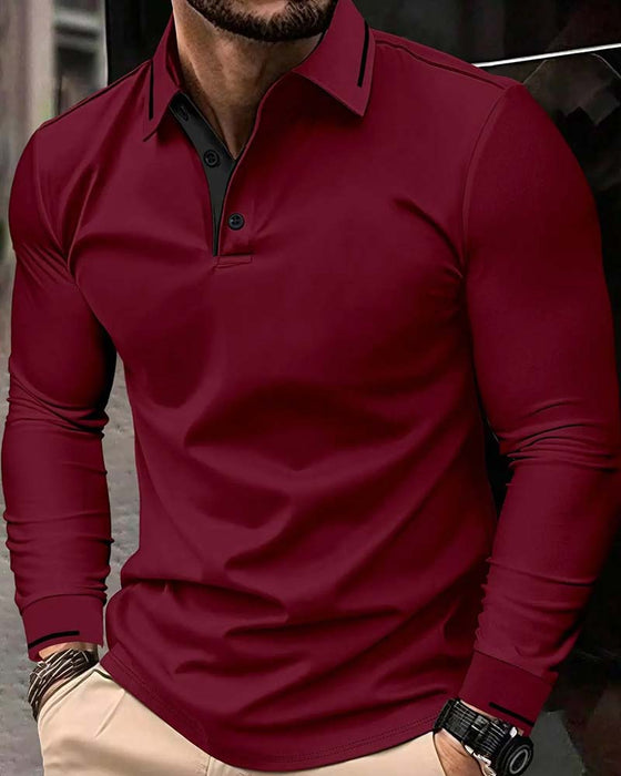 T-Shirt V-Hals Geribbeld Effen Kleur Heren