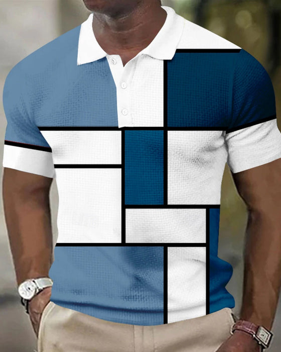 Een Polo-shirt Met Kleurblok en Wafelontwerp