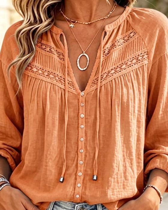 Blouse Casual Hollow Out Kant