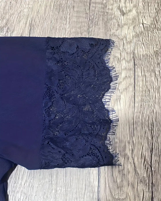 Blouse V-Hals Kant Smal Kortmouw