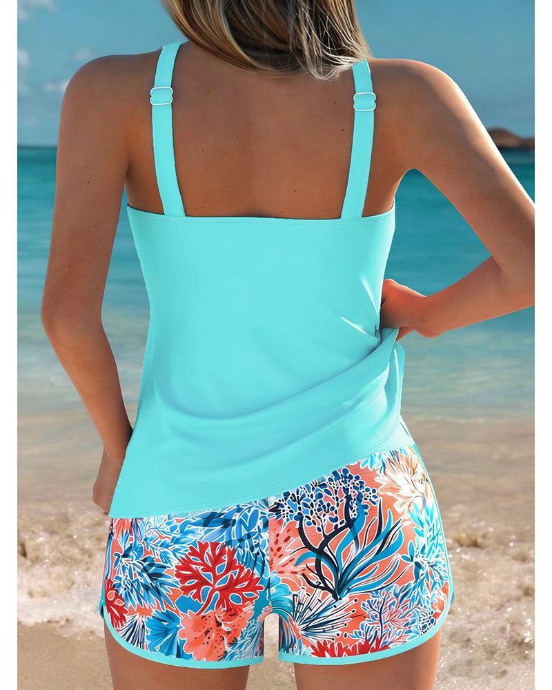 Tankini Mouwloos Tanktop Gedrukte Shorts
