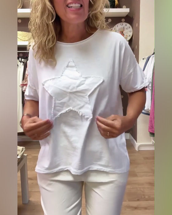 T-shirt casual losse ronde hals
