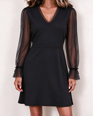 Rok V-Hals Mesh Strik Mouw