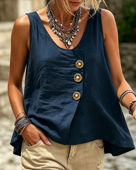 Tanktop Casual U-Hals Effen Kleur