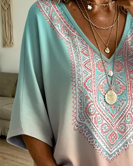 Top Bohemien V-Hals Ombre