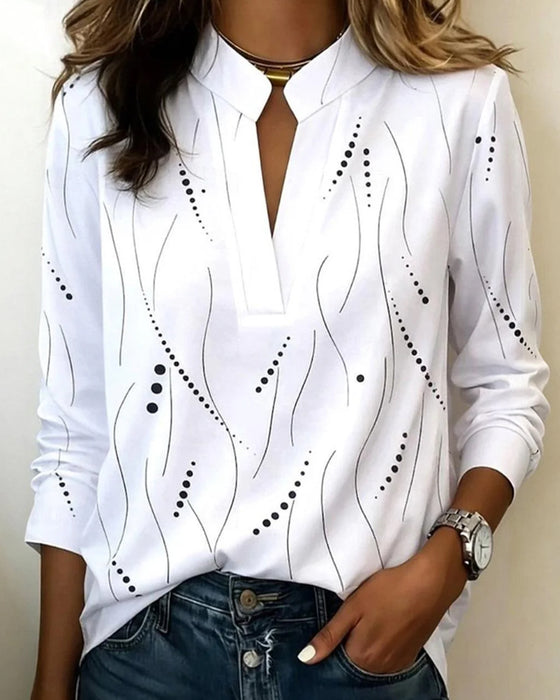 Blouses Lijn Print V-Hals