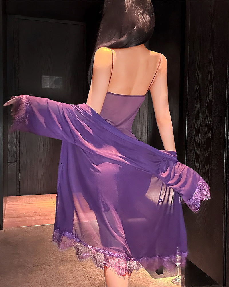 Nachthemdset Effen Kleur Gerimpeld