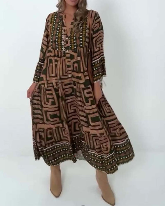 Jurk Etnische Geometrische Print