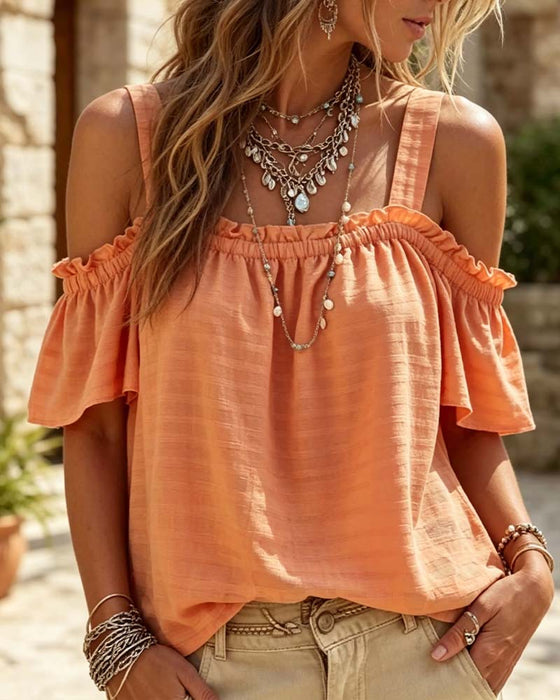 Blouse Camisole Ruffle Off-Shoulder