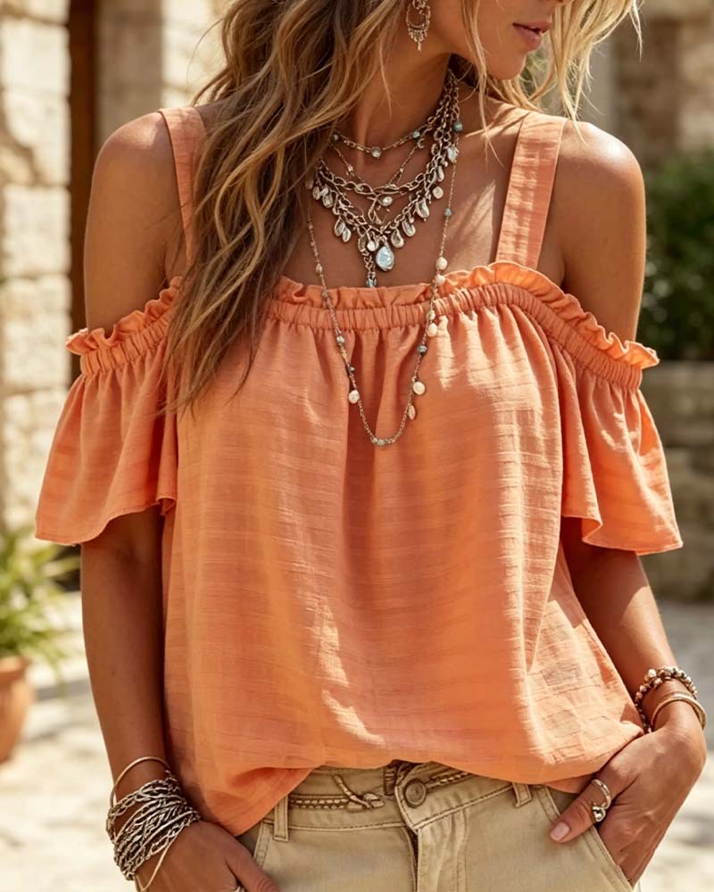 Blouse Camisole Ruffle Off-Shoulder