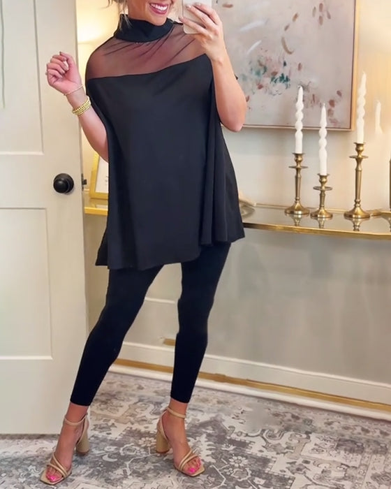 T-shirt stijlvol mesh patchwork elegant