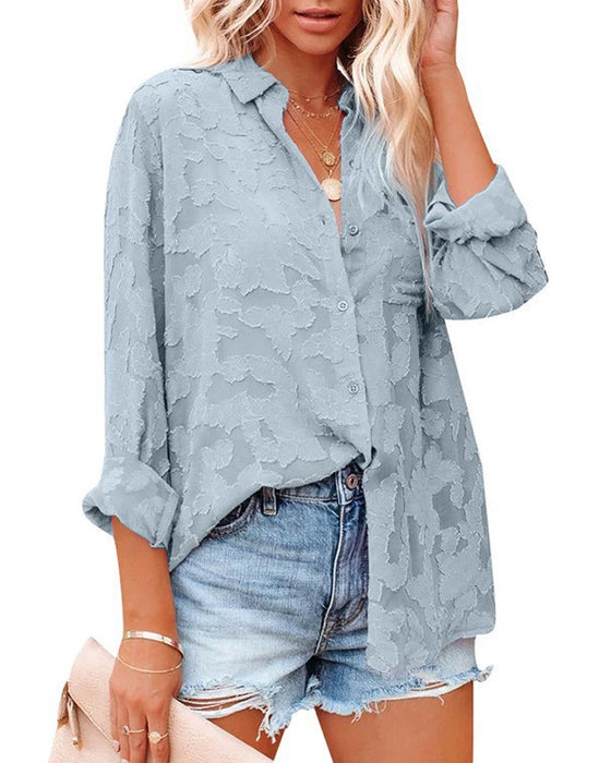 Blouse Chiffon Jacquard Sheer