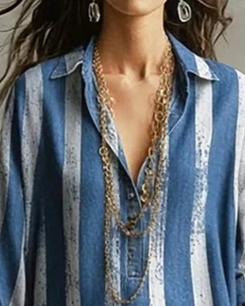 Jurk Loose Vertical Gestreept Lang