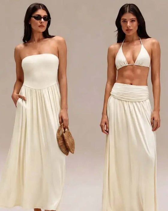 Jurk Convertible Mouwloos Taille-Cinchend