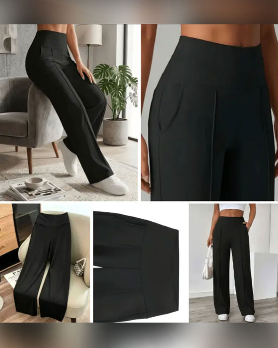 Broek Hoge Taille Zak Wijd Pijp Lang
