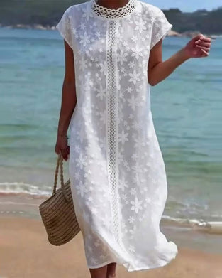 Jurk Uitgeknipt Effen Bedrukt