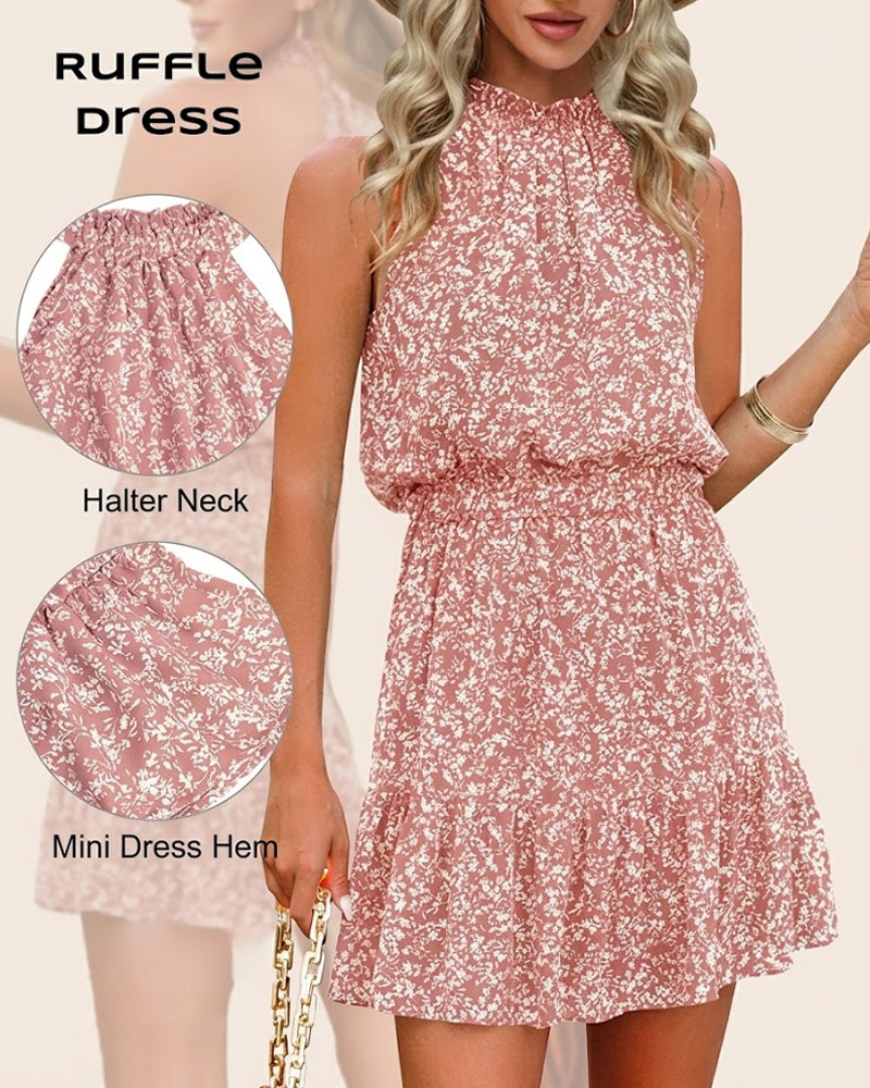 Jurk Bloemen Halter Taille