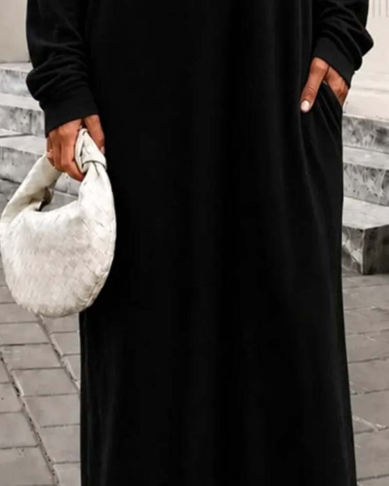 Jurk Asymmetrisch Off-Shoulder Lange Mouw Zak Maxi
