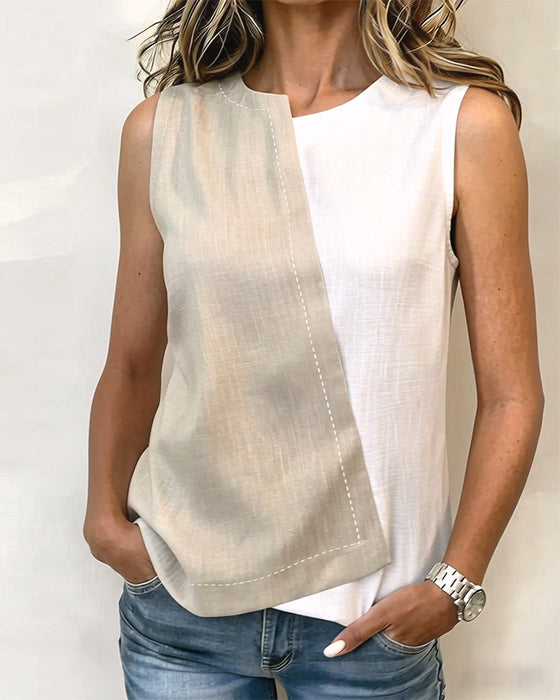 Tanktop Asymmetrisch Contrastkleur Patchwork