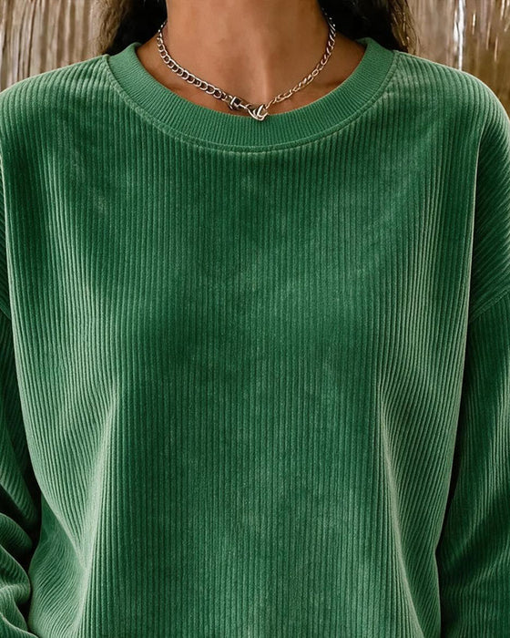 Sweatshirt Ribfluweel Ronde Hals