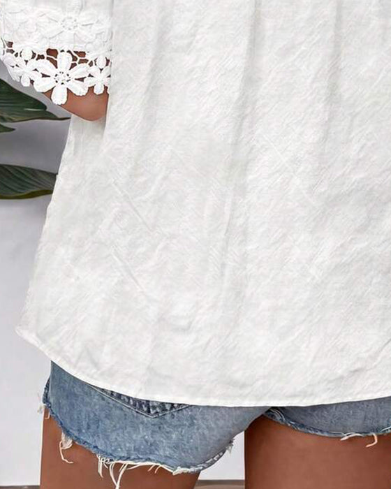Blouse Kant Bardot Korte Mouw