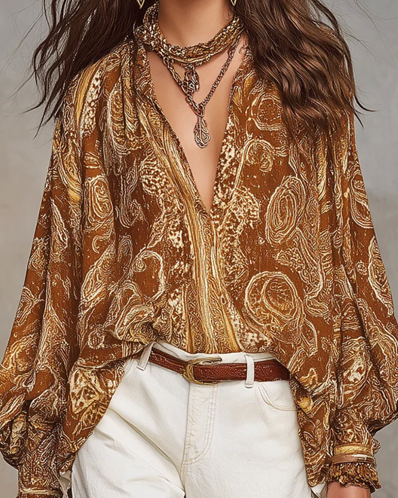 Blouse V-Hals Print Casual