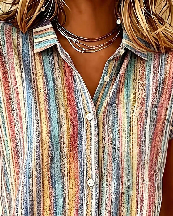 Blouse Gestreept Kleurblok Casual