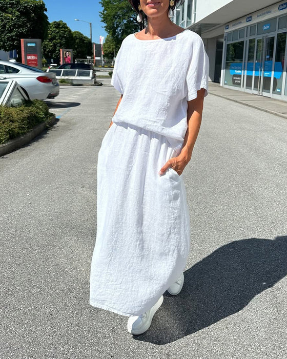 Set Effen Kleur Katoen En Linnen Casual