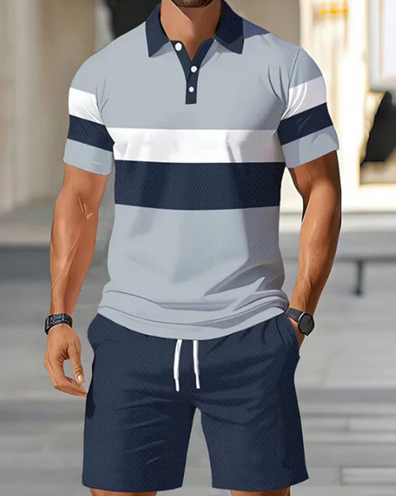 Set Gestreept Polo Heren Shorts