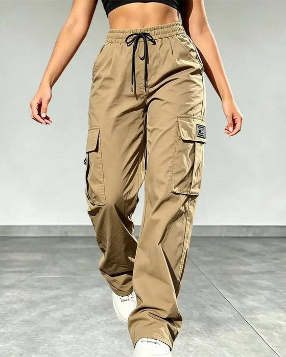 Broek Elastische Taille Trekkoord Zak Cargo